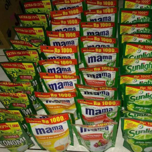 Pencuci piring cair refill Sunlight 1000an/ mama lemon/Ekonomi