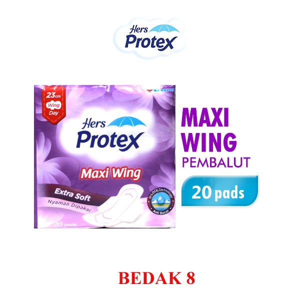 Hers Protex Maxi Wing 23cm 20 pads/ Pembalut Wanita Hers Protex Wings