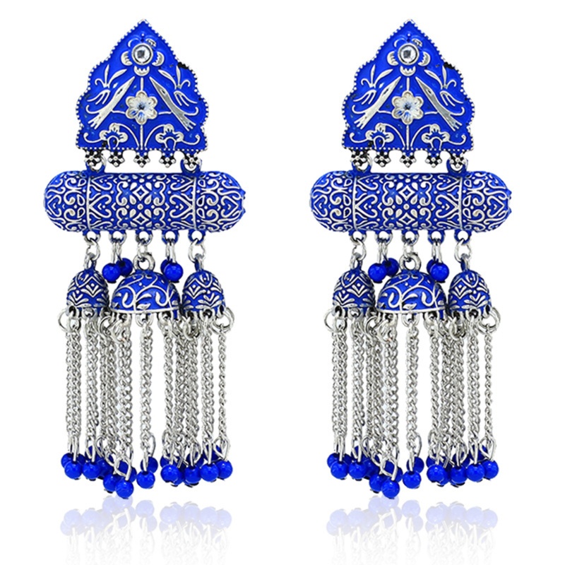 SIY  Bohemian Earrings Declaration Earrings Ethnic Style Alloy Long Pendant Earrings