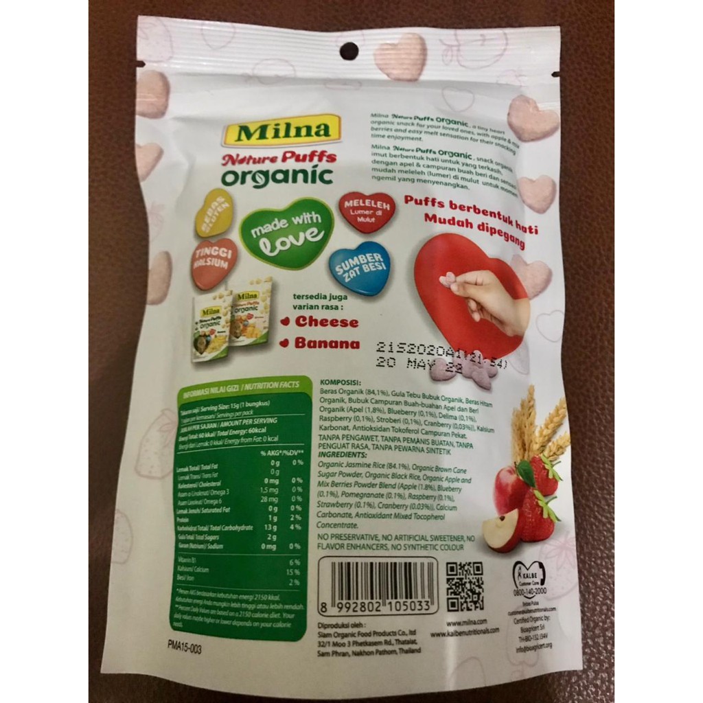 Milna Nature Puffs Organic Camilan Bayi Pouch 15 Gr