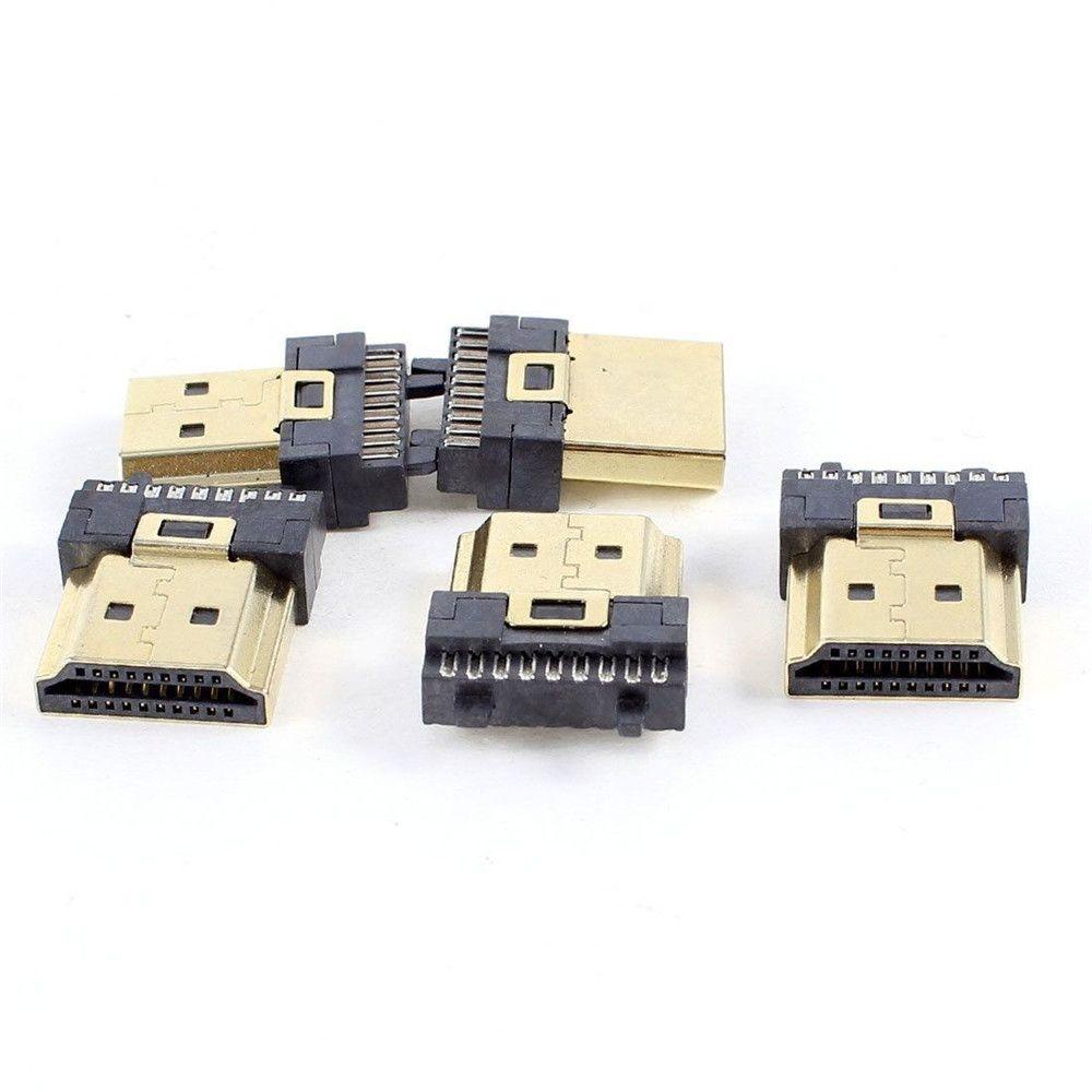 AUGUSTINA Konektor Colokan Solder 5pcs Ganti T8 Male A Type HDMI