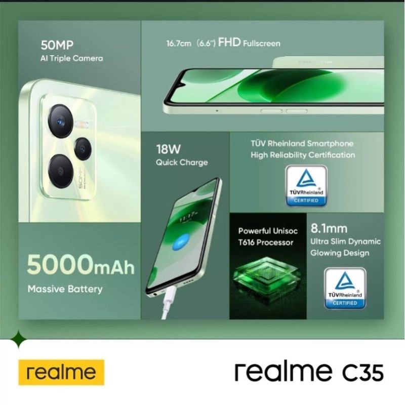 REALME C35 4GB+64GB  Kamera 50MP-Charger 18W- Bateray 5000MAH