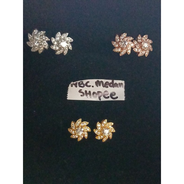 Anting titanium tusuk l,model replika berlian mata zircon,tidak berkarat,tidak gampang luntur,awet