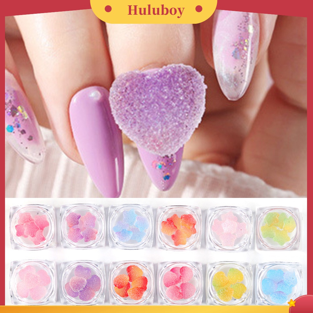 Huluboy Huluboy♡ 2 Kotak Aksesoris Dekorasi Nail Art Bentuk Hati Warna Campur