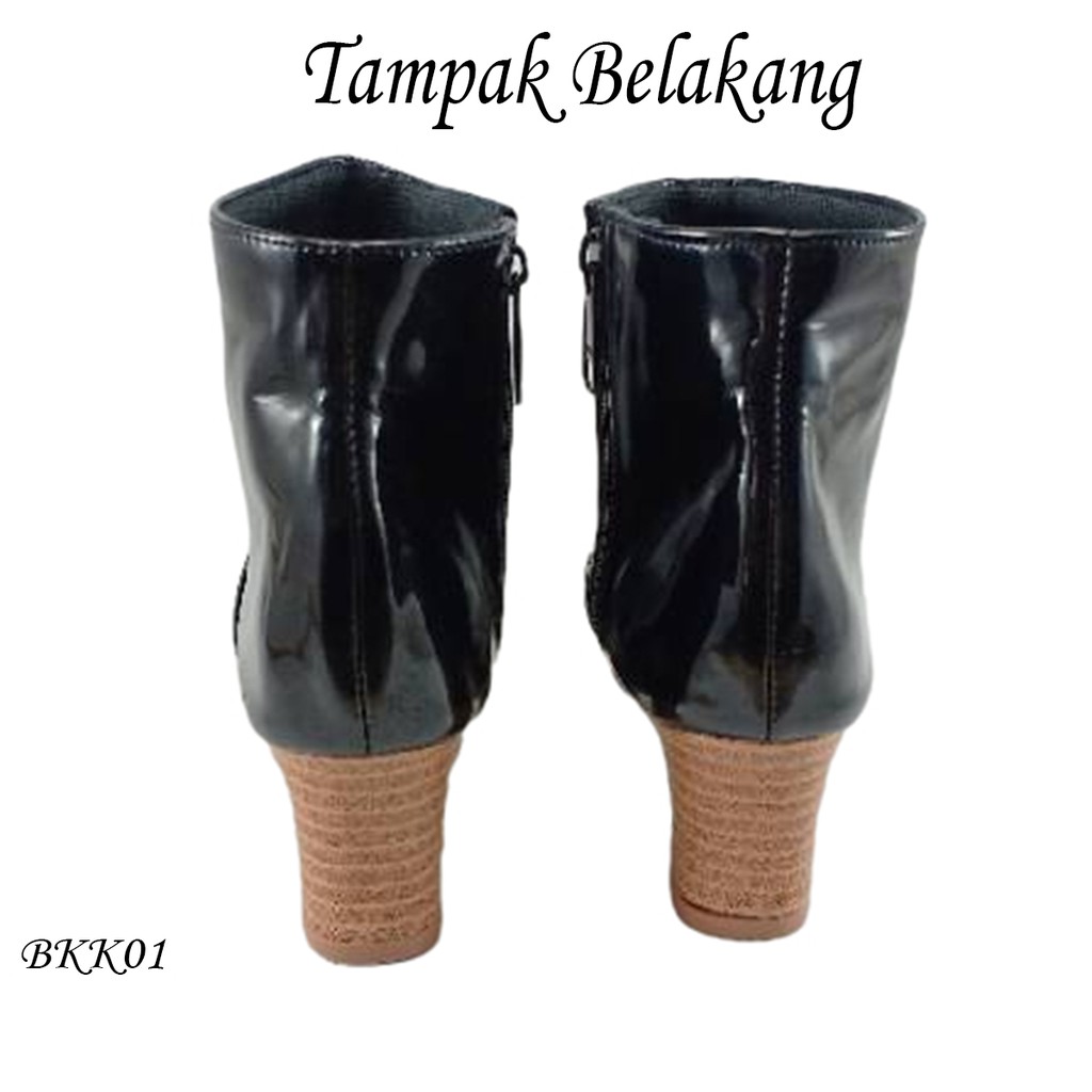 EMYE BKH01 - Sepatu Boots Wanita Heels 5cm Glossy Elegant