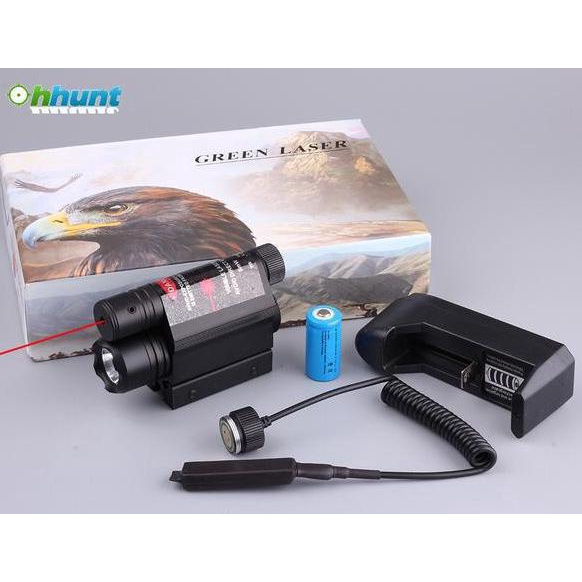 Wow Red Dot Laser Rifle Scope + Flashlight + Rechargeable Battery Terbatas