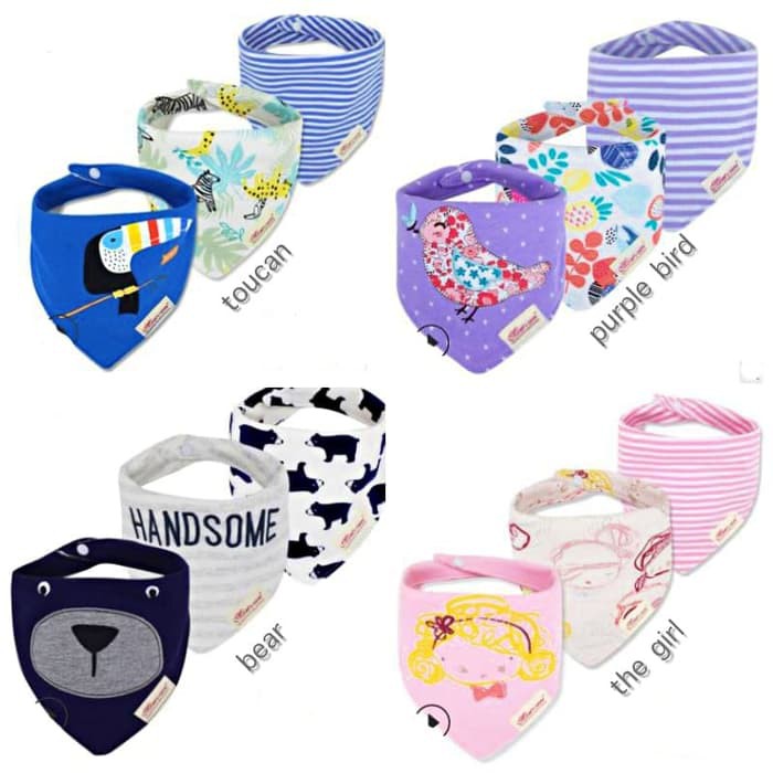PROMO BAJU ANAK MOMS CARE 3-Piece Baby Bibs - Celemek Bayi - Slabber Segitiga