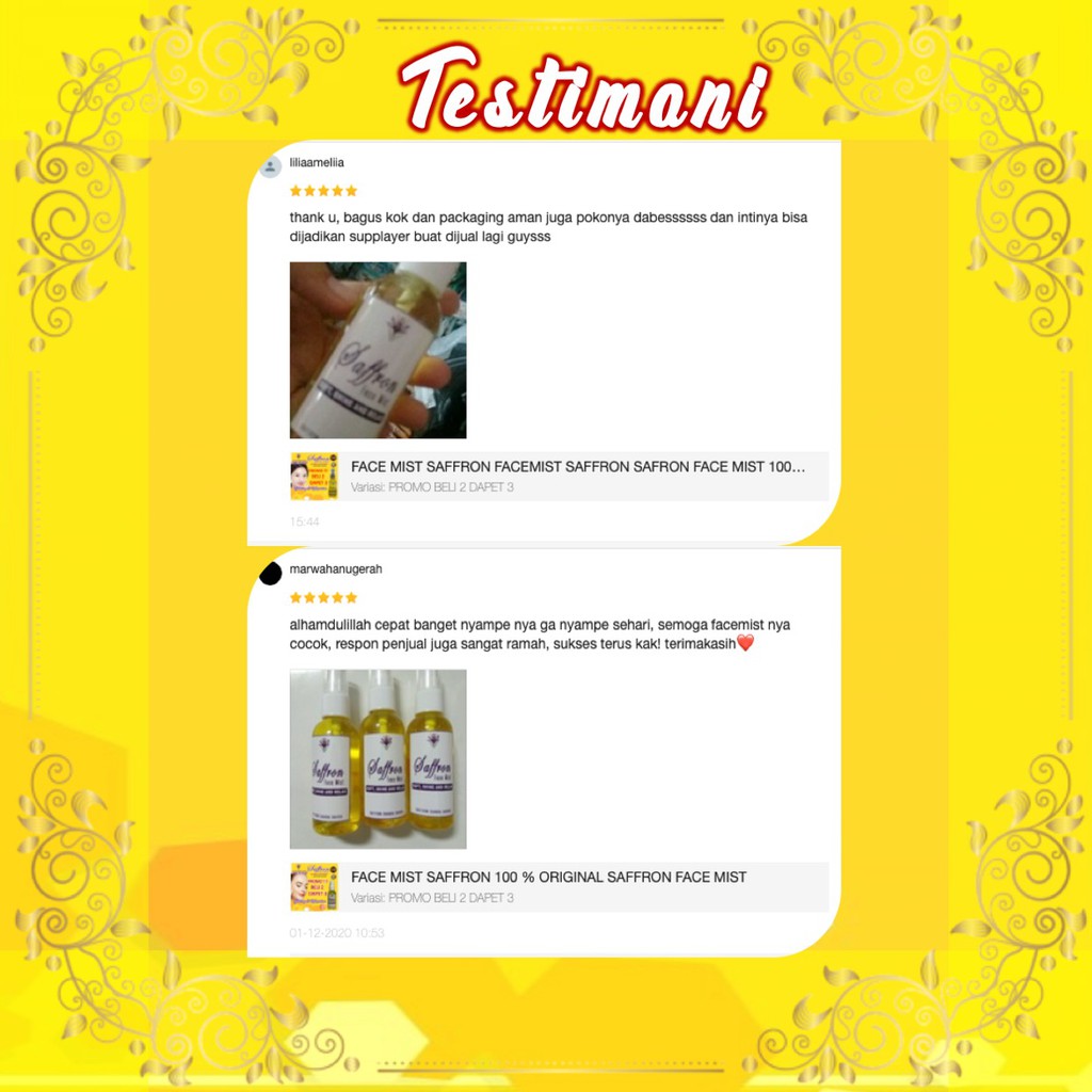 Face Mist Saffron ORIGINAL Safron Face Mist Obat Jerawat 60 ML