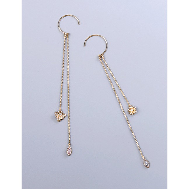 LRC Anting Gantung Fashion Long Earrings Zircon Tassel Earrings D09020