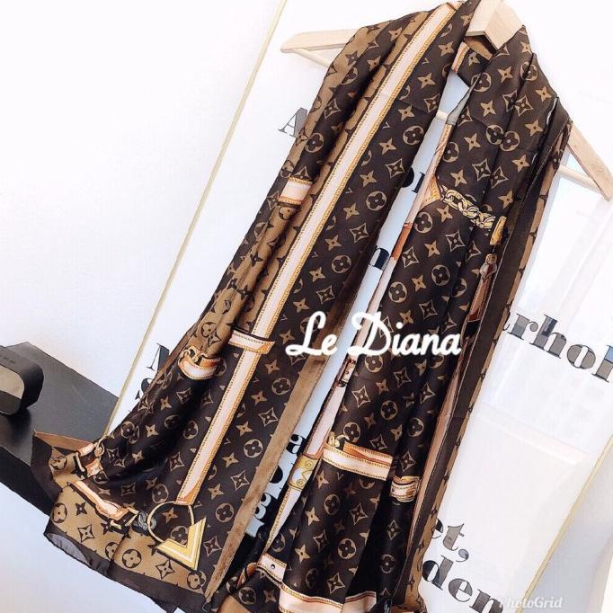 Syal LV Sutra Lv Scarf Silk LV Shawl Super Mirror Quality Classic