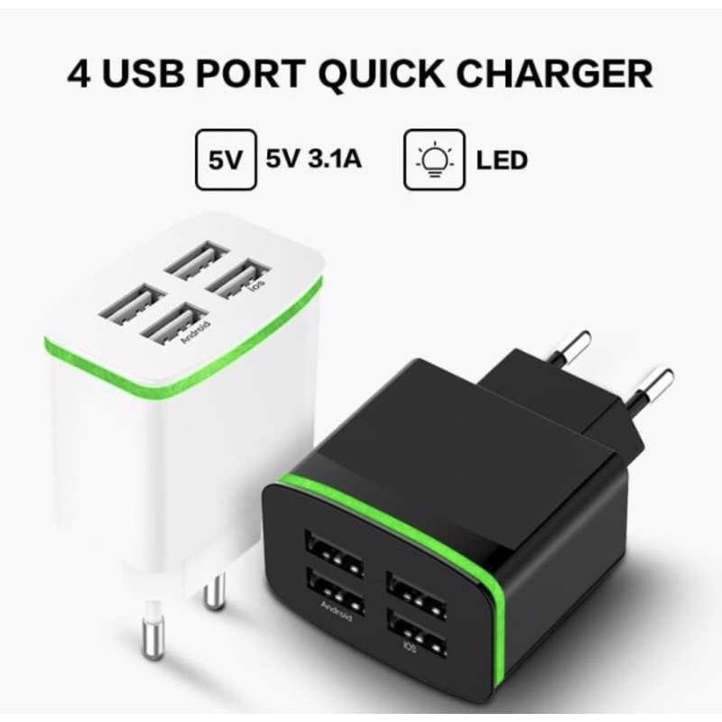 Adapter Charger PINZY 4 Port Usb with Led T22 Series - Kepala Charger T22 -