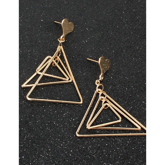 LRC Anting Tusuk Fashion Golden Alloy Love Geometric Hollow K60427