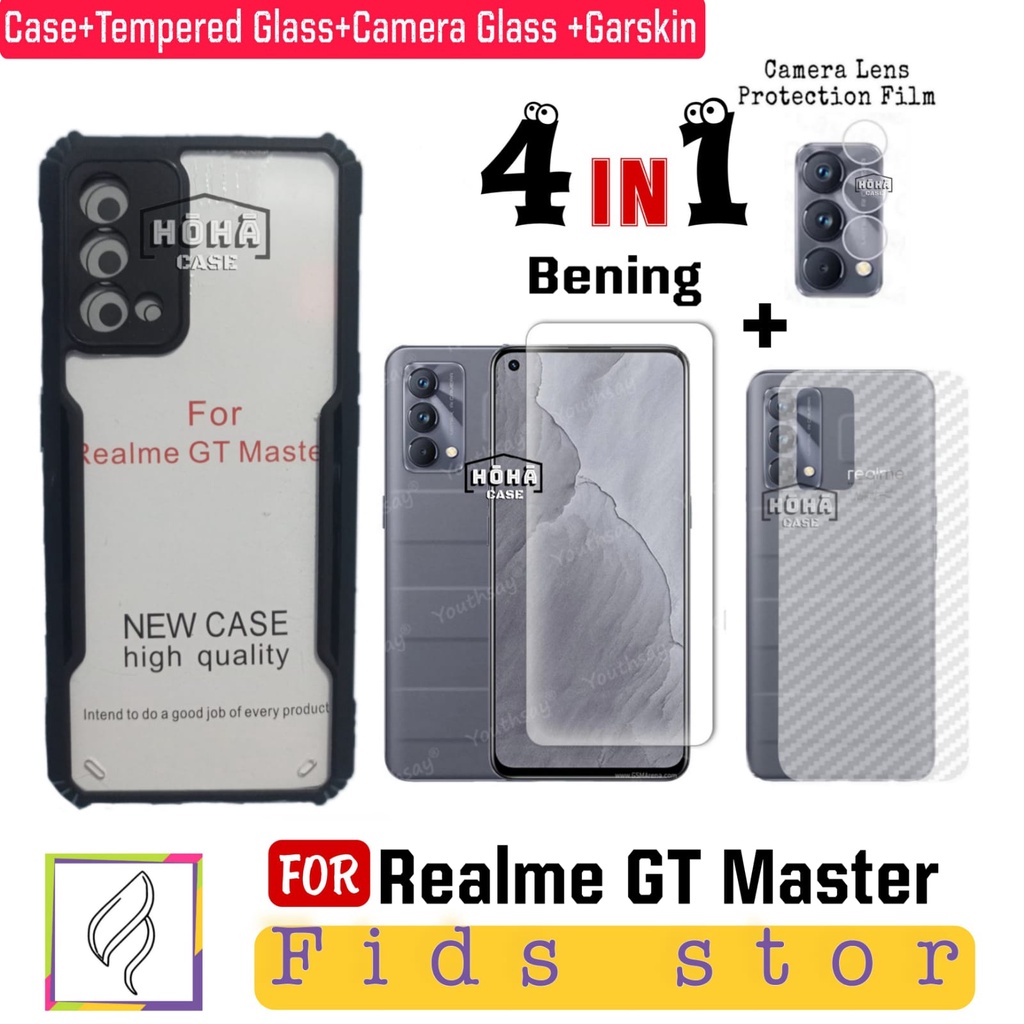 PROMO 4in1 REALME GT Master Case Shockproof + Tempered Glass + Anti Gores CAMERA Free GARSKIN Carbon