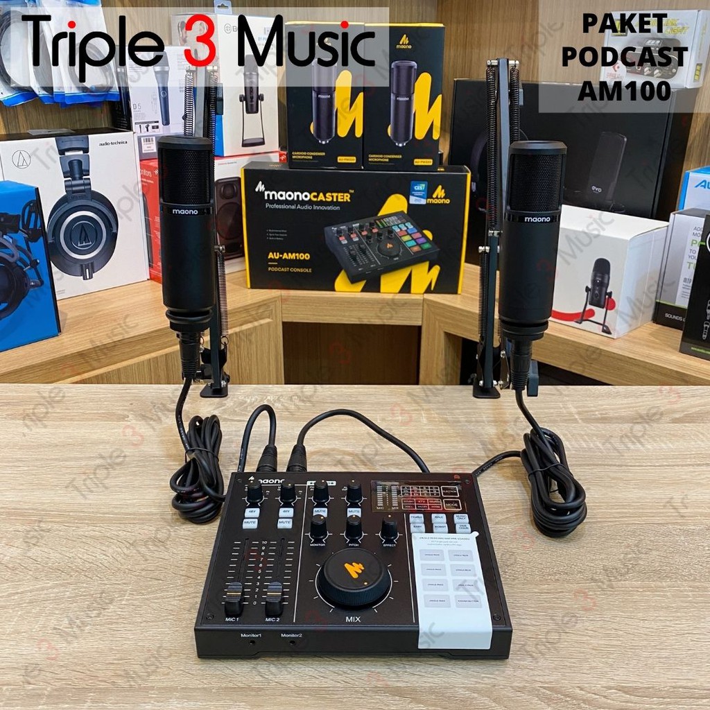 MAONO AM100 Bundle Paket Podcast 2 orang With Stand Arm