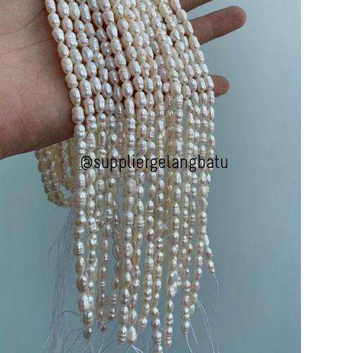 Bahan Aksesoris Mutiara Air Tawar Barok / Baroque 4 x 6mm oval pearl