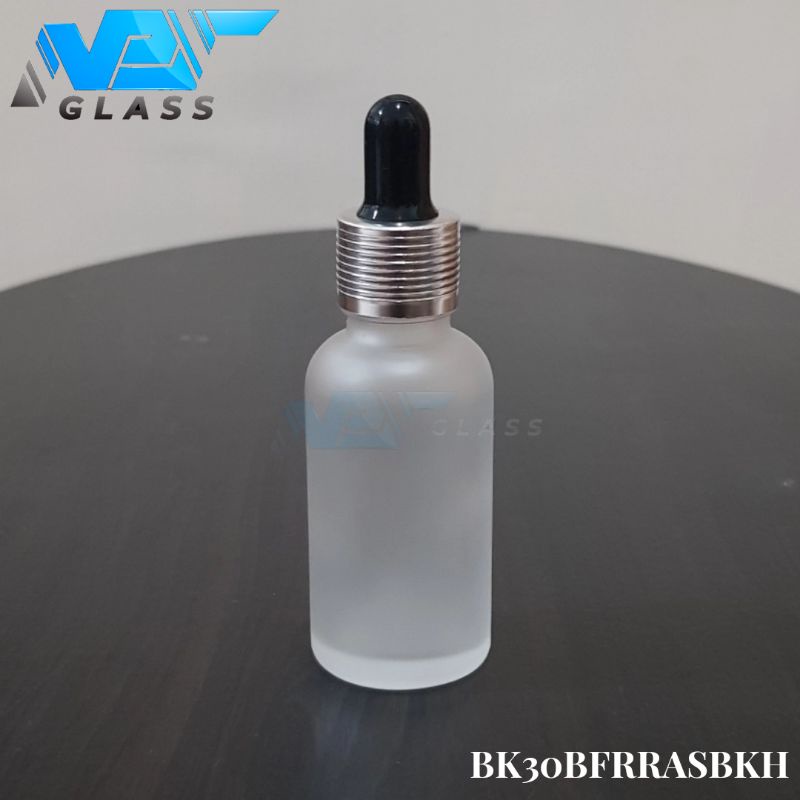 botol pipet kaca 30ml frosted doff bening - ring almunium silver bergaris