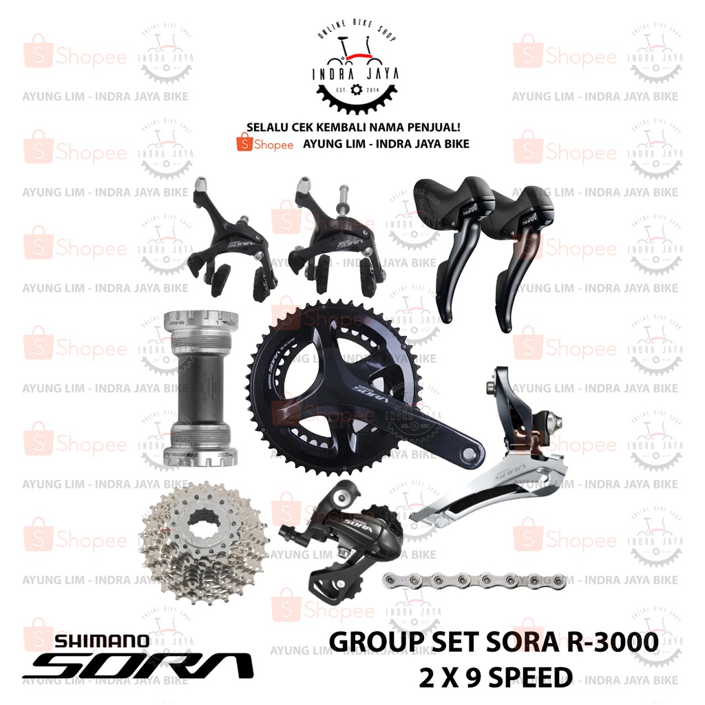 Shimano SORA R-3000 Groupset 2 X 9 Speed - Road Bike - Rim Brakes