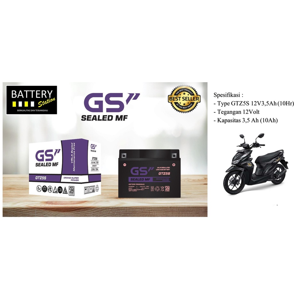 Aki Motor Honda Beat Pop  Gtz5s GS P aki kering mf Original