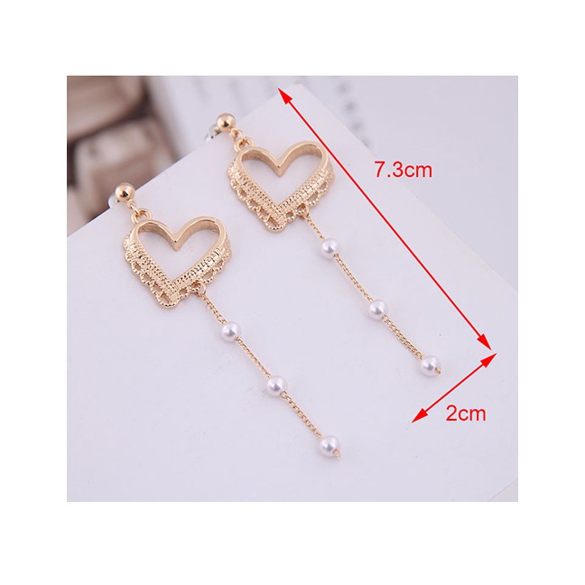 LRC Anting Tusuk Fashion Gold Peach Heart Earrings A58818