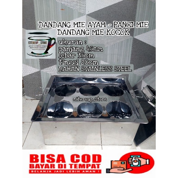 Dandang mie ayam kotak 6 lubang stainless / Panci mie ayam / Tong mie