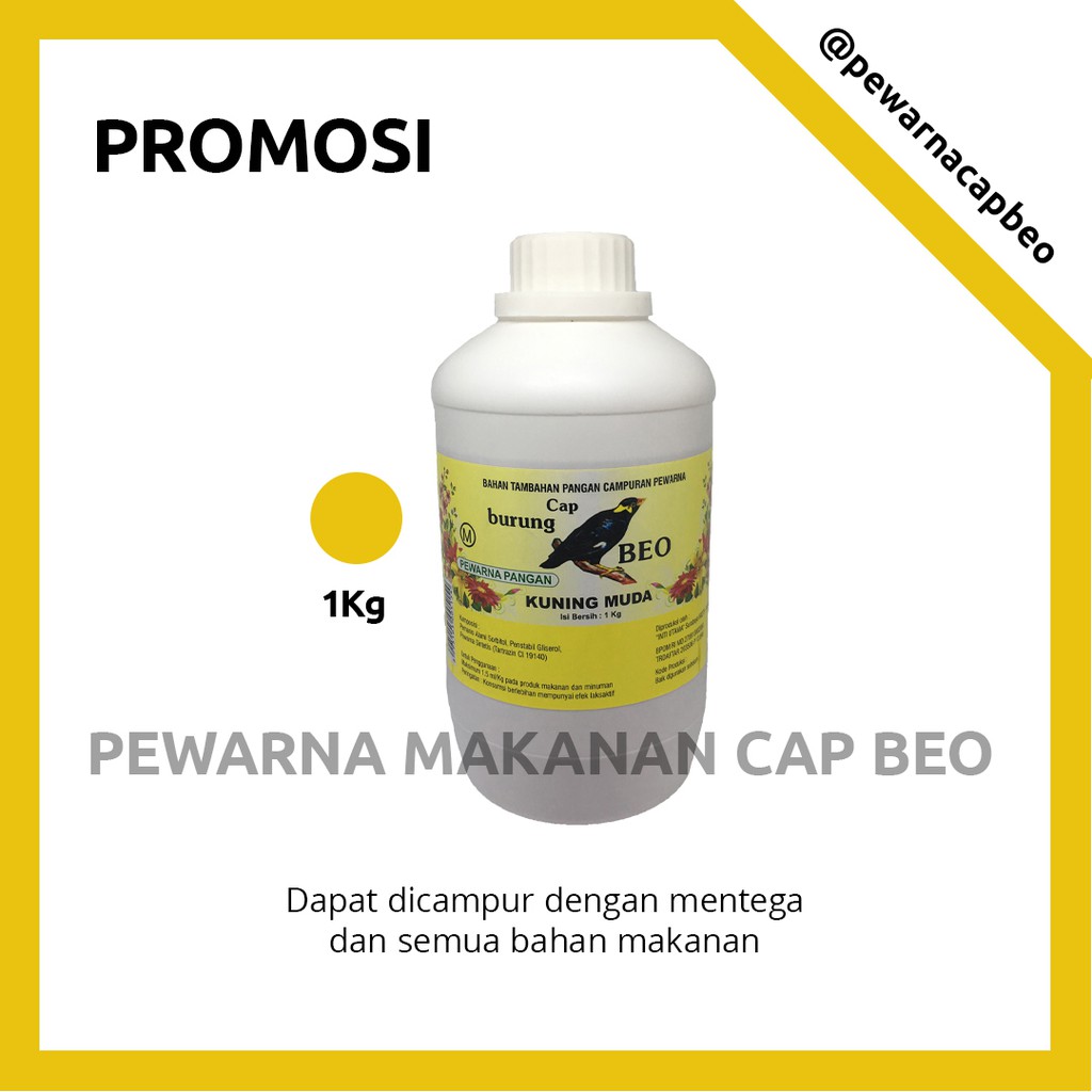 

PEWARNA MAKANAN MURAH Warna Kuning Muda 1 Kg Cap Beo