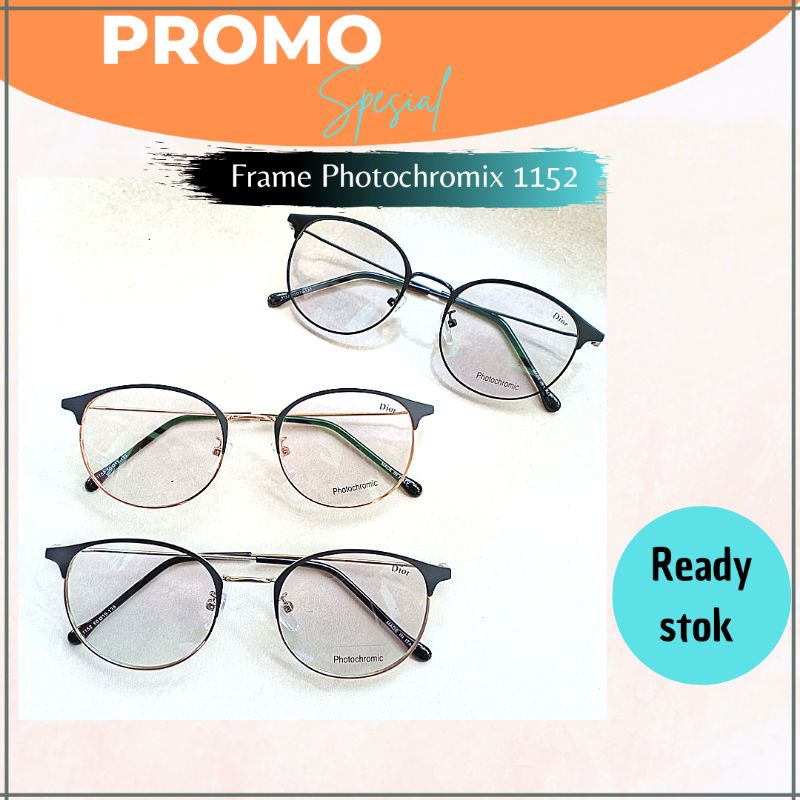 1152 Kacamata Frame Photochromix Gaya Korea Pria Wanita Unisex Dewasa Hitam Putih Coklat Kuning Terb