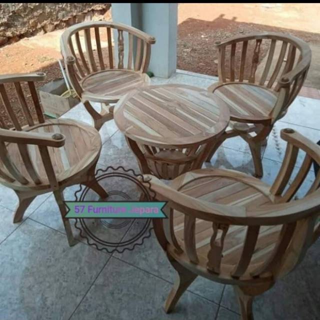 Kursi Santai - Meja Kursi Teras - Meja Kursi Tamu model Betawi Jati Mentahan
