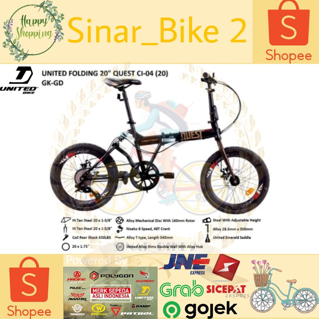 Sepeda Lipat 20Inch United Quest Ci 04 8Speed