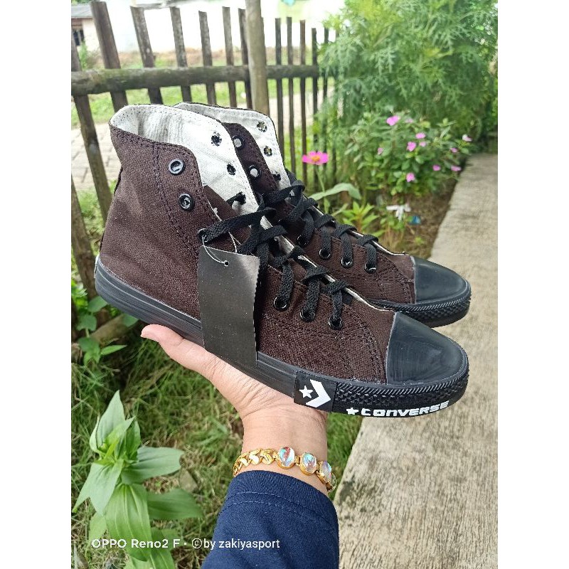 sepatu converse hight and low brown black FREE KAOS KAKI