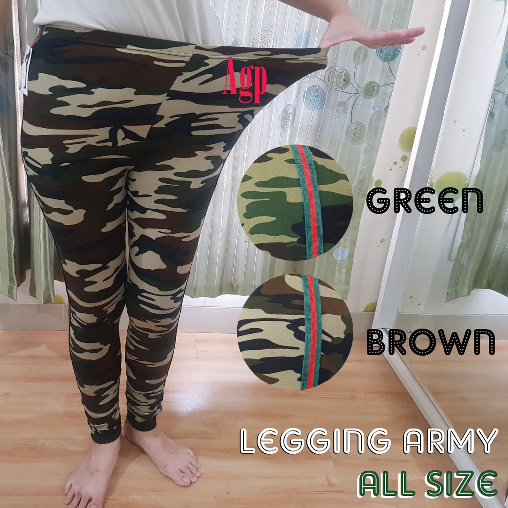 legging Army Wanita Jumbo / Leging Army Wanita / Legging Lis Army Wanita Jumbo / Agape