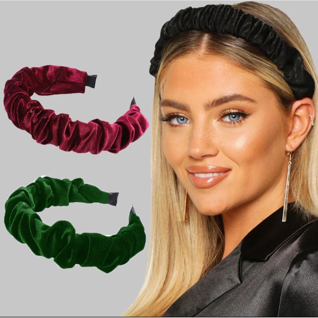 Bando beludru Scrunchie Velvet / Bando Kerut wanita Aneka Warna