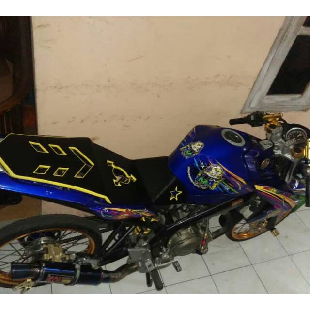 Jok motor vixion new slim lubang variasi lubang kuning
