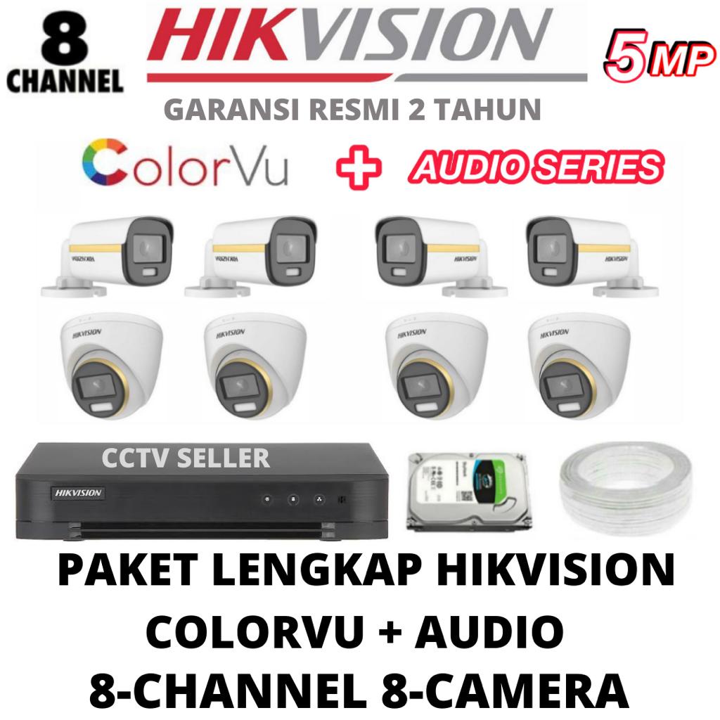 PAKET CCTV HIKVISION COLORVU AUDIO 8 CHANNEL 8 CAMERA 5MP