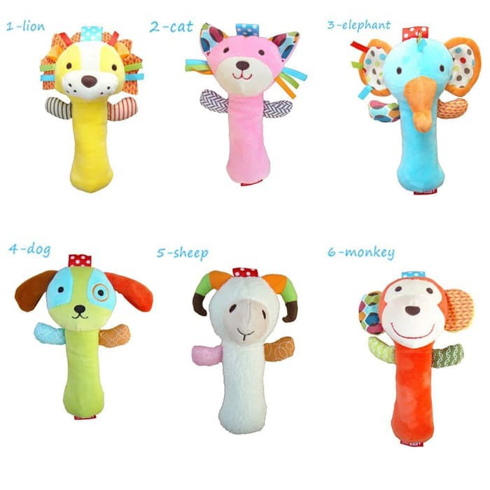 Termurah - Rattle Stick SKK Baby Squeeze Me Mainan Kerincingan Bayi Boneka Hewan - [DNY]