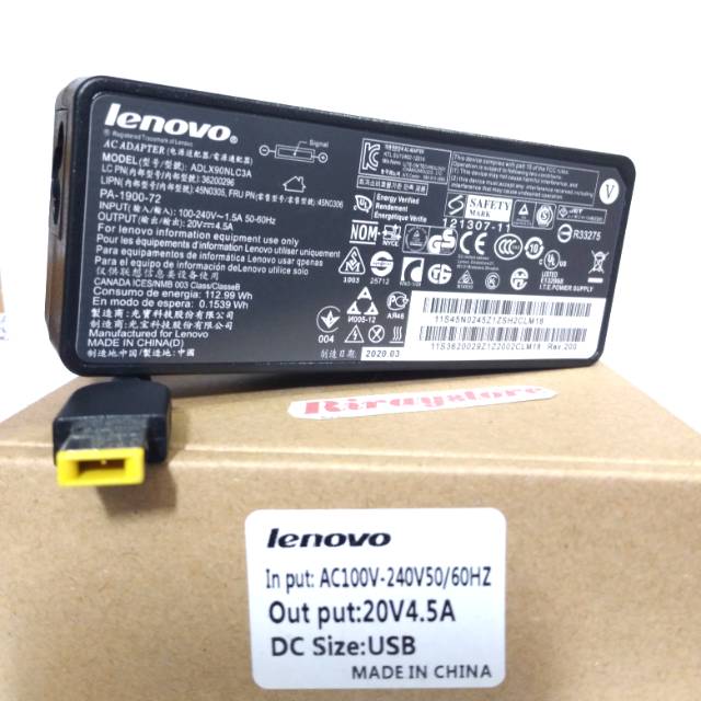 Charger Laptop Lenovo ThinkPad E440 E450 E531 E540 E550 L440 L450 L540 20V 4.5A Original USB