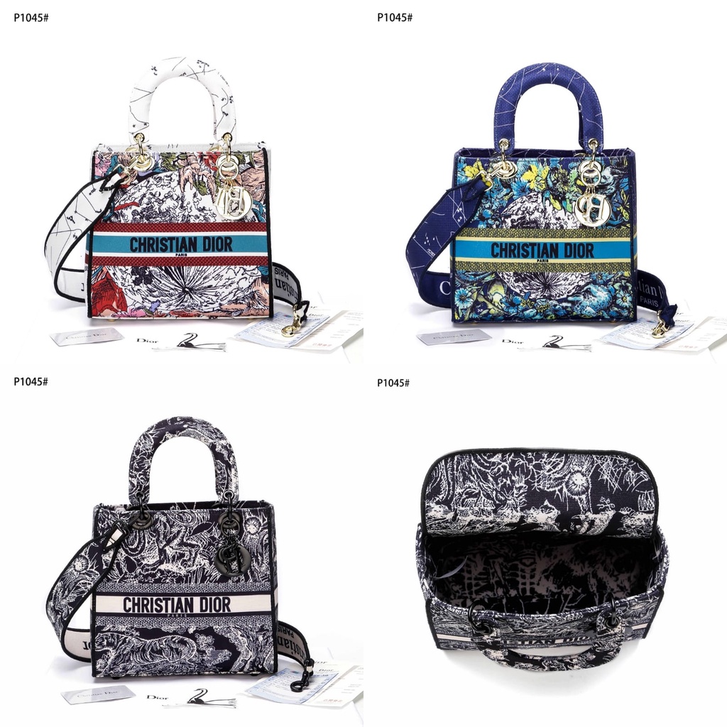 CD Lady Medium D-Lite Embroidery Handbag P1045