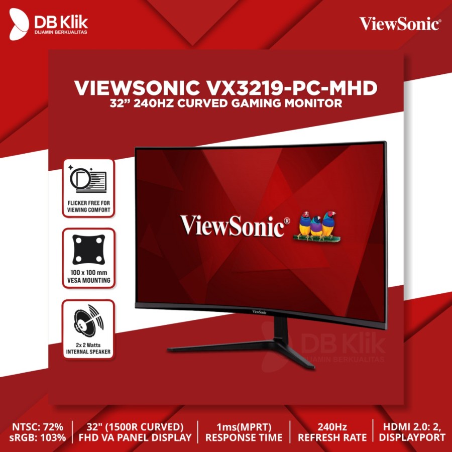 LED Monitor Gaming VIEWSONIC VX3219-PC-MHD 31.5&quot; Curved 240Hz FHD HDMI