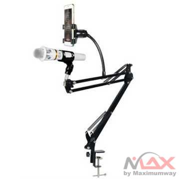 Stand Mikrofon Microphone - Arm Stand Suspensi Mikrofon / TaffSTUDIO Microphone Suspension Boom Scissor Arm with Lazypod - D6 / holder microphone / holder mic / mic stand / mic arm / standar mic / standard micropon / holder microphone