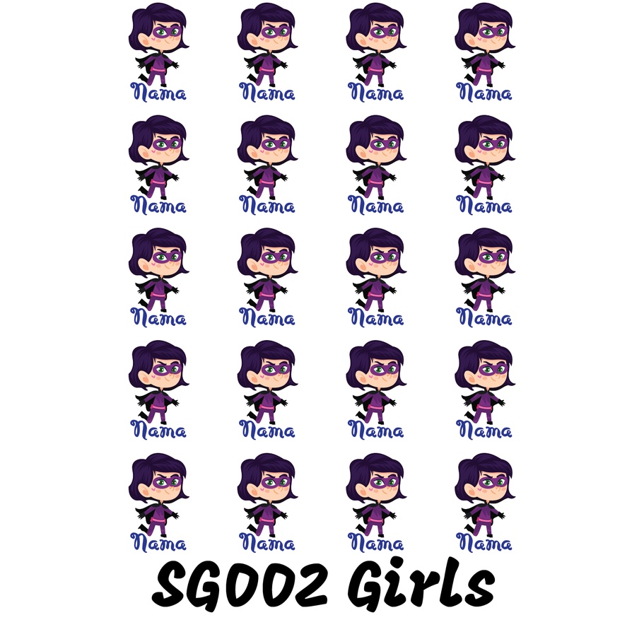 

Sticker Nama Cutting Label Waterproof Tahan Air Superwomen 02 (SG002)