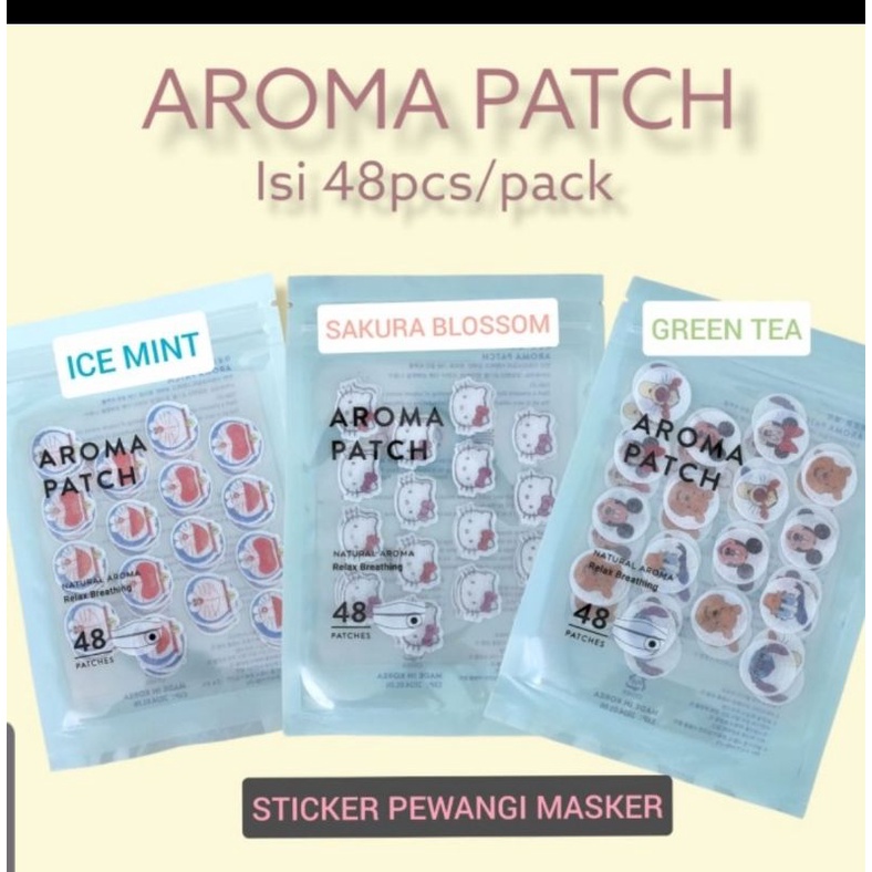 AROMA PATCH MASKER ISI 48PC MINT/ SAKURA / GREEN TEA STIKER PEWANGI MASKER
