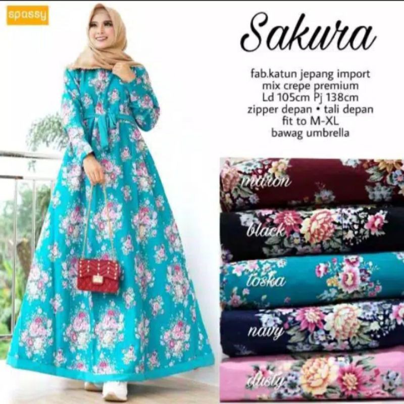 GAMIS BUNGA SAKURA KATUN JEPANG