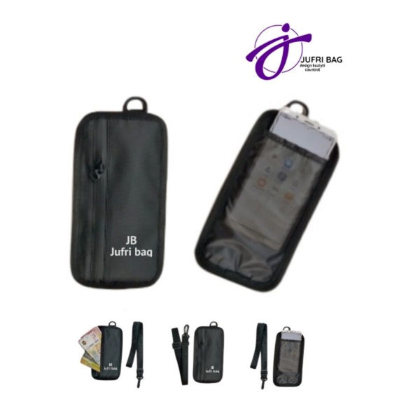 Jufri bag Tas hp anti air lapis mika hanging wallet dompet hp gantung leher multifungsi pria