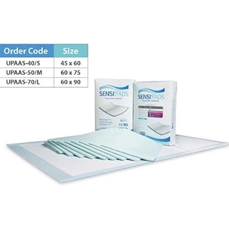 SENSI PADS Disposable Underpads isi 10 Pcs 60 x 90 CM (Size L) / Underpad Sensi