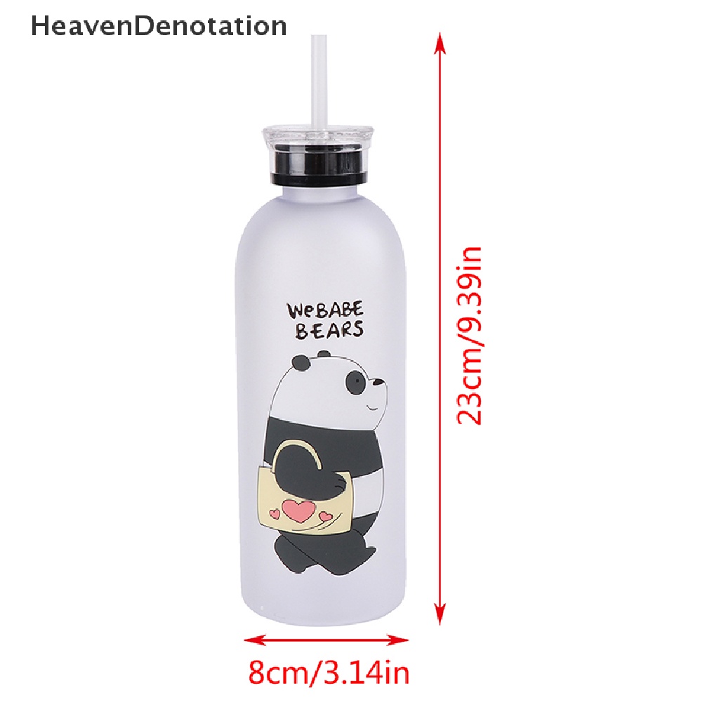 [HeavenDenotation] 1000ml Bear Pattern Transparent Plastic Bottle Cartoon Frosted Water Bottles