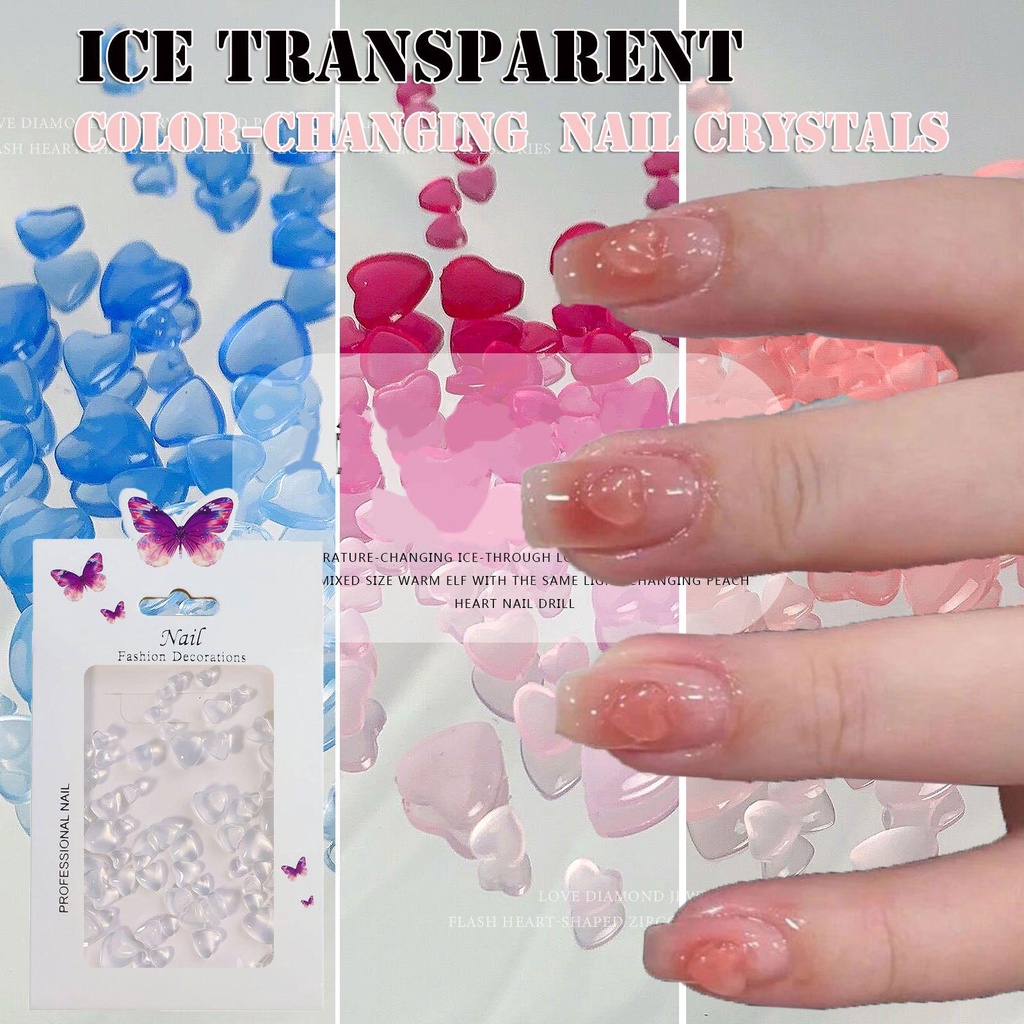 Solighter 100Pcs/bag Kuku Rhinestones Manicure Nail Kristal Es Transparan Cinta Hati