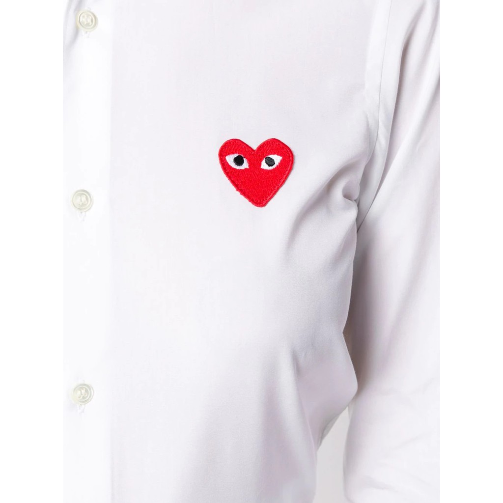 CDG Women Red Emblem Shirt - White 100% Authentic