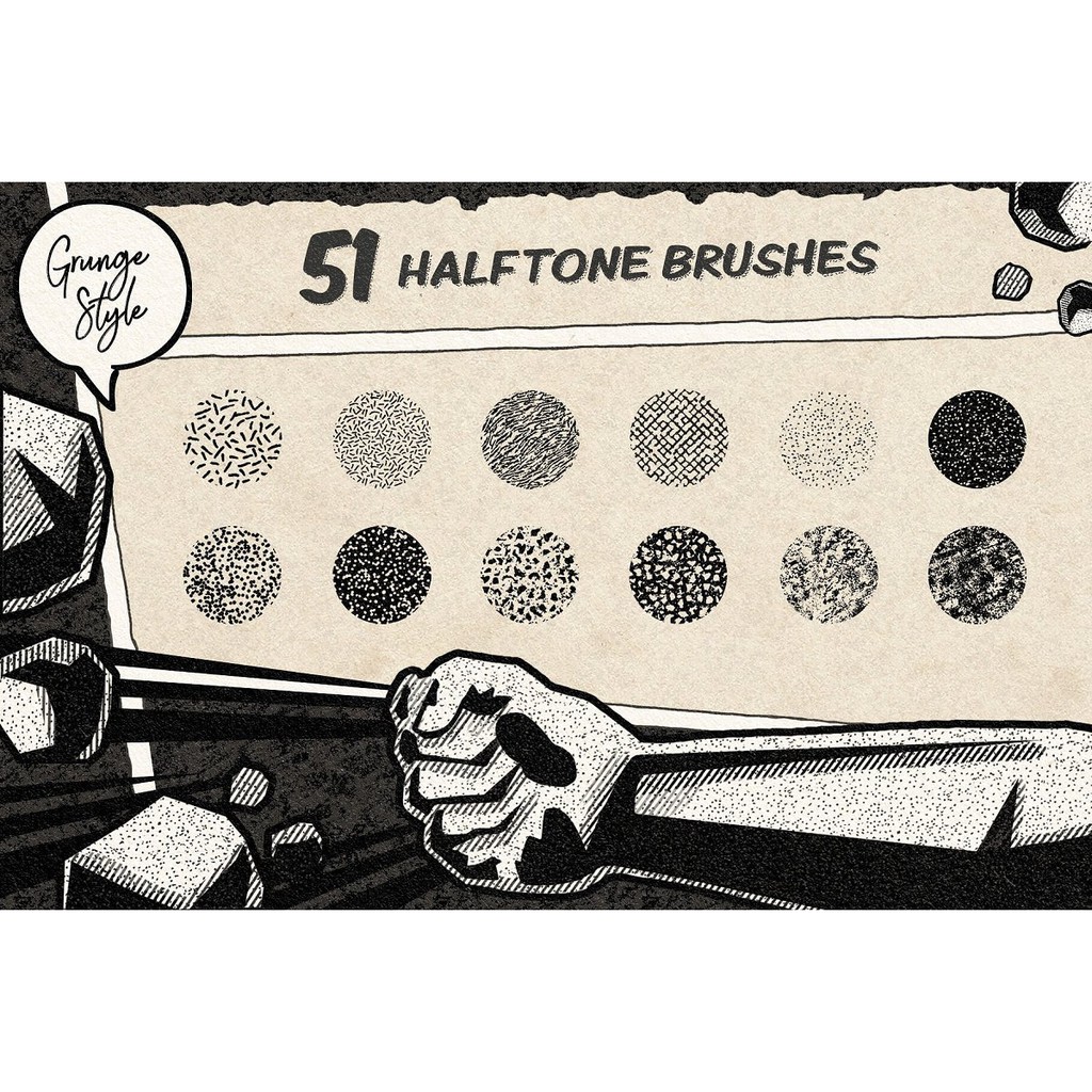 Procreate Brush - Vintage Comic 51 Halftones