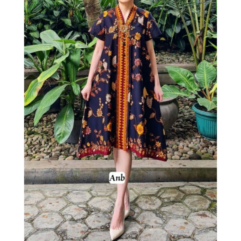 dress batik hamil jumbo.baju kerja batik hamil.dress batik kantor ld 120.dress jumbo batik
