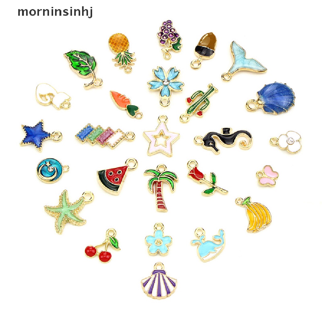 30pcs / set Liontin Enamel Charms Campuran Untuk Membuat Perhiasan