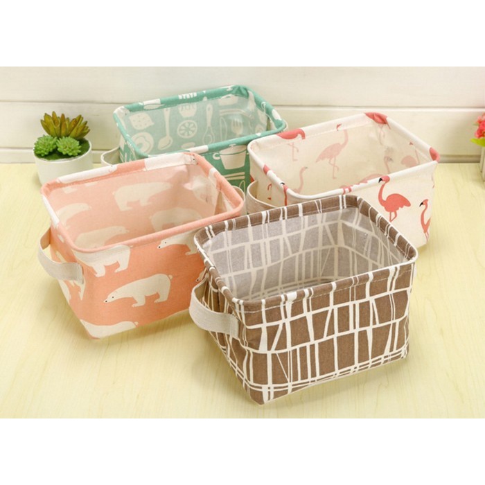 GERAIFATIN!!! Dekstop Storage Keranjang Multifungsi / Box Organizer Serbaguna Motif / Keranjang Lipat Mini